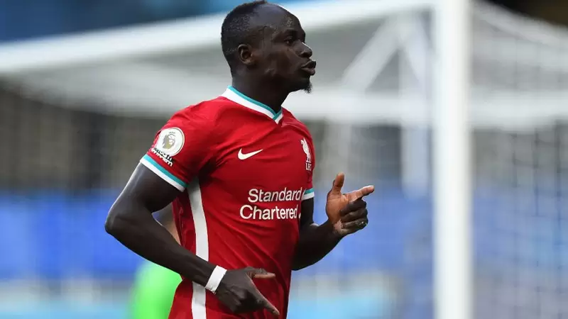 Liverpool FC white away kit 2019-20: Sadio Mane and stars model