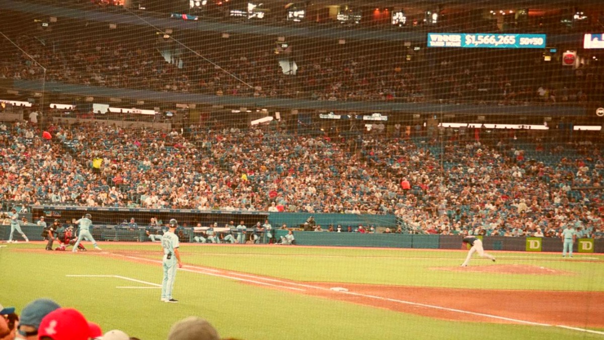 The game is on. Baseball diamond. Toronto Sky Dome, Rogers…